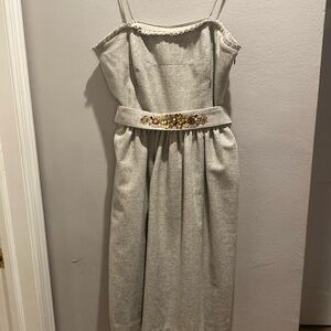 Strapless Wool Cocktail Dress with Jewel Belt